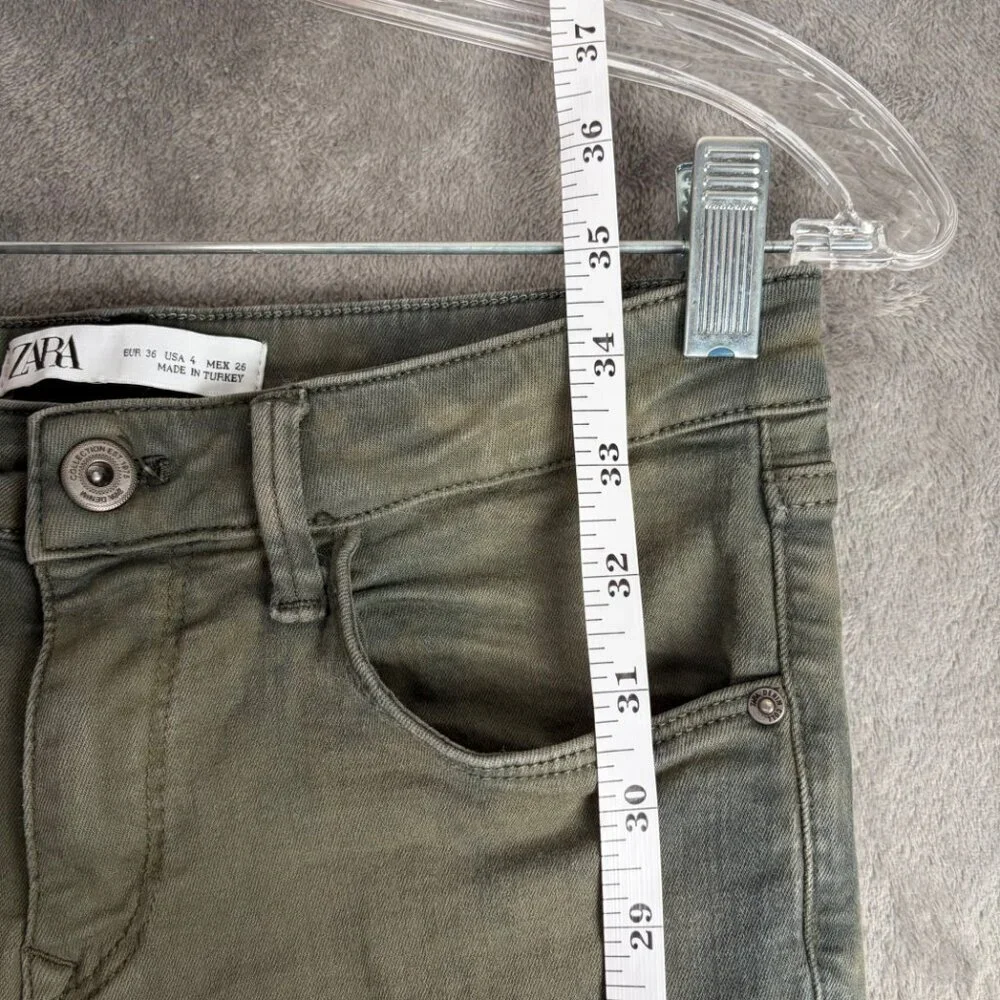 Zara Original Jeans Women’s Size 4 Green Tie Dye Skinny Y2K Grunge Denim - Picture 3 of 7
